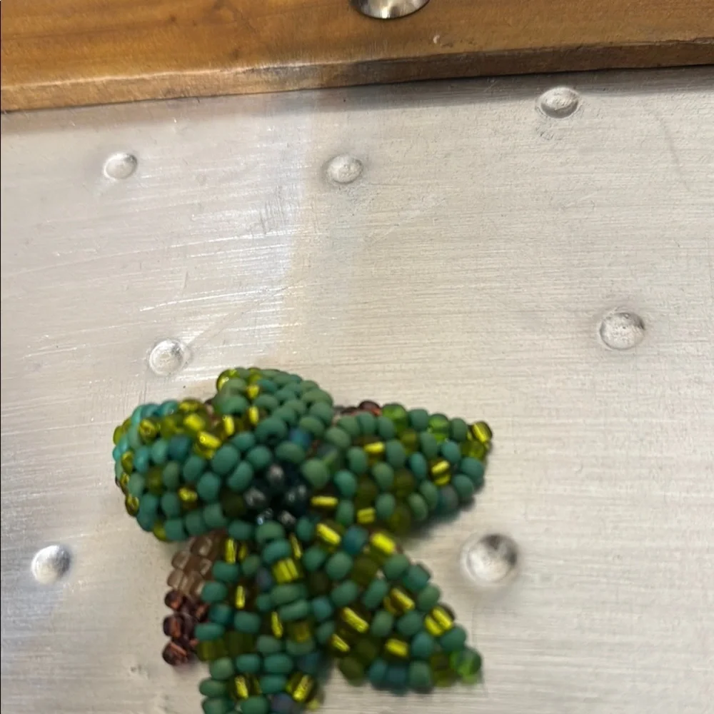 Beaded Flower in Green and Brown